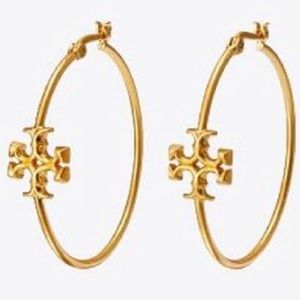 Tory Burch Kira Hoop Earrings in Tory Gold BRAND NEW